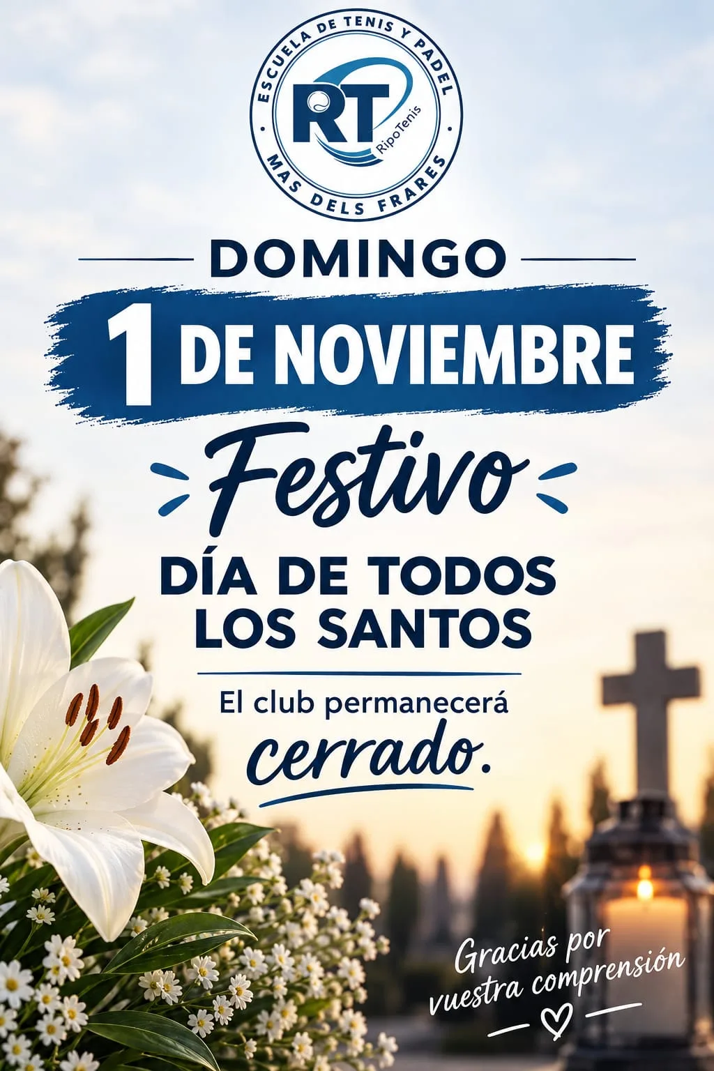 Cerramos el 1 de noviembre